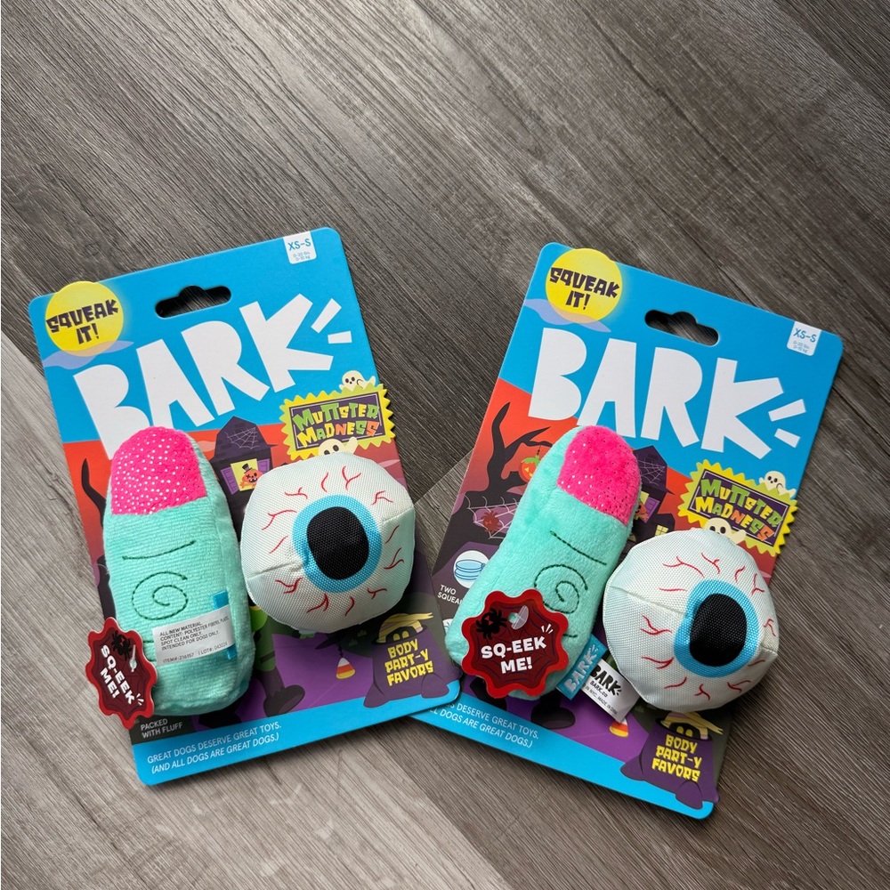 2 Pack BARK Halloween Dog Toy‎ Set XS-S Monster Madness Eyeball Squeaky Plush